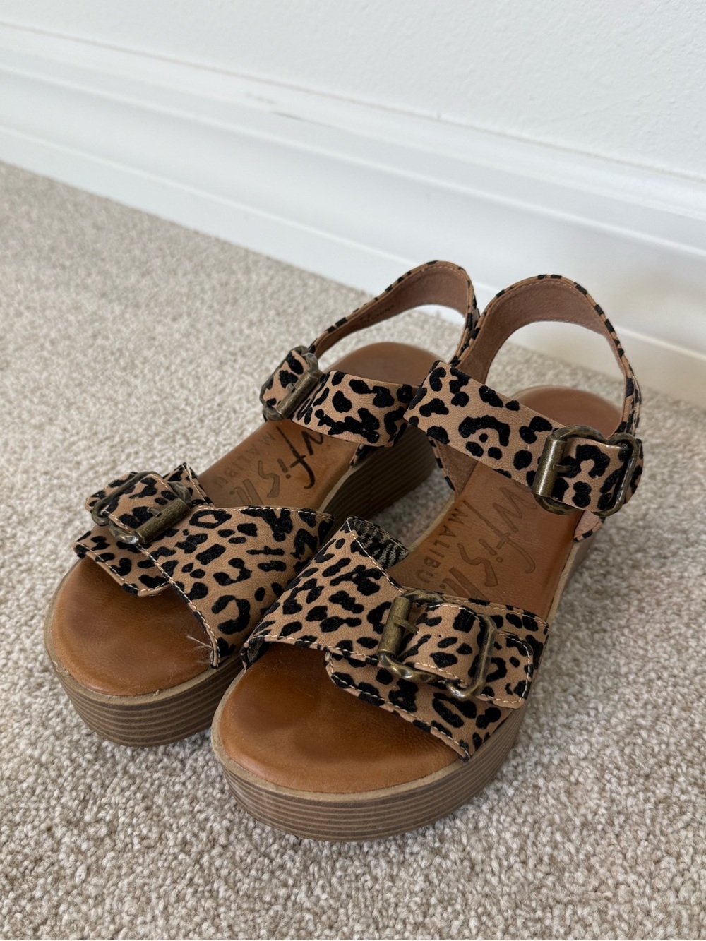 Women's Leopard Print Blowfish Malibu Platform Sandals - Adjustable Buckle
